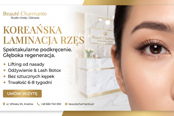 Koreańska laminacja rzęs Kraków - efekty zabiegu w salonie kosmetycznym Beauté Charmante